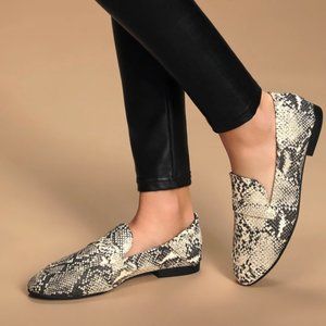 Black and White Snake Loafers